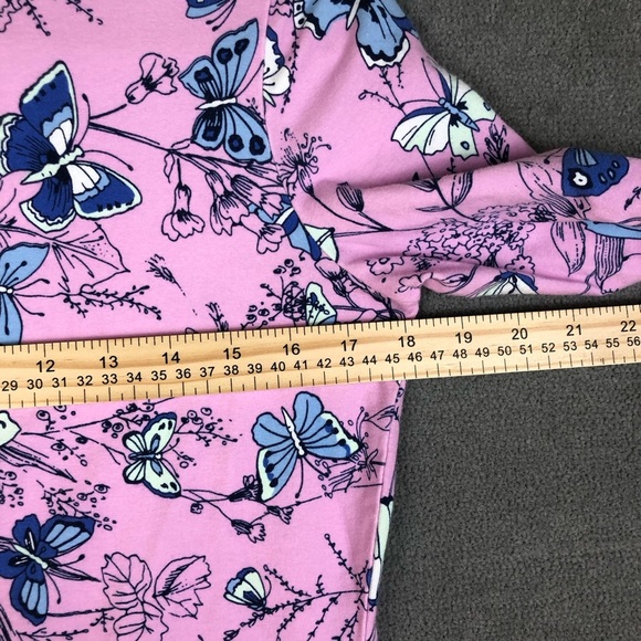 Talbots Tee Butterfly Print preppy 3/4 Sleeve Stretch Knit T-Shirt size SP - Picture 5 of 7